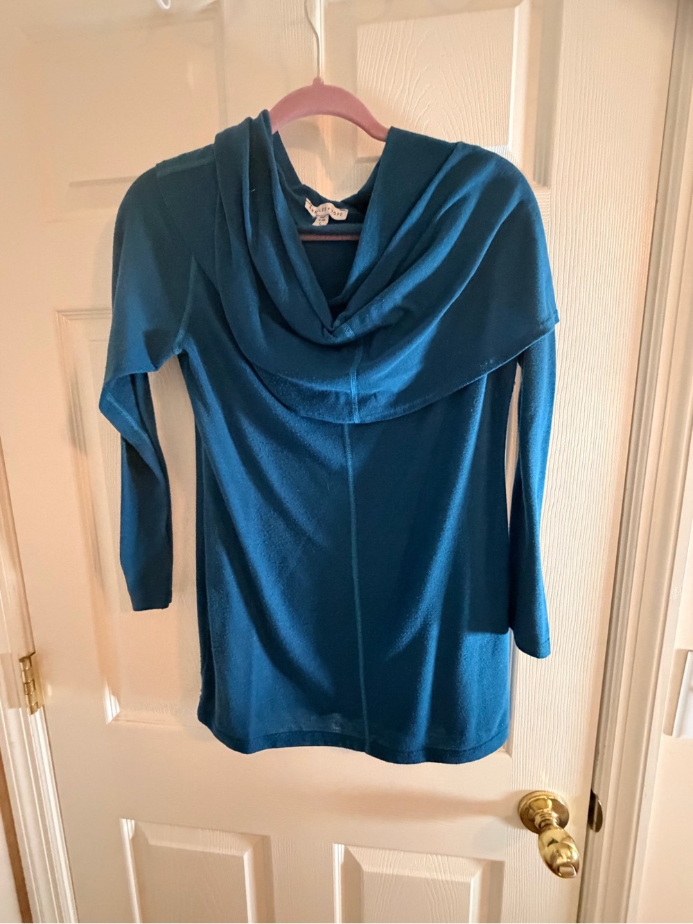 Agnes & Dora Teal Cowl Neck Sweater